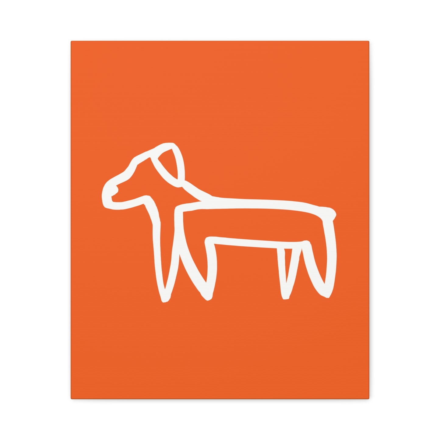 Dog Canvas Print on Orange (Transparent Style White Dog) - Dog Art Print