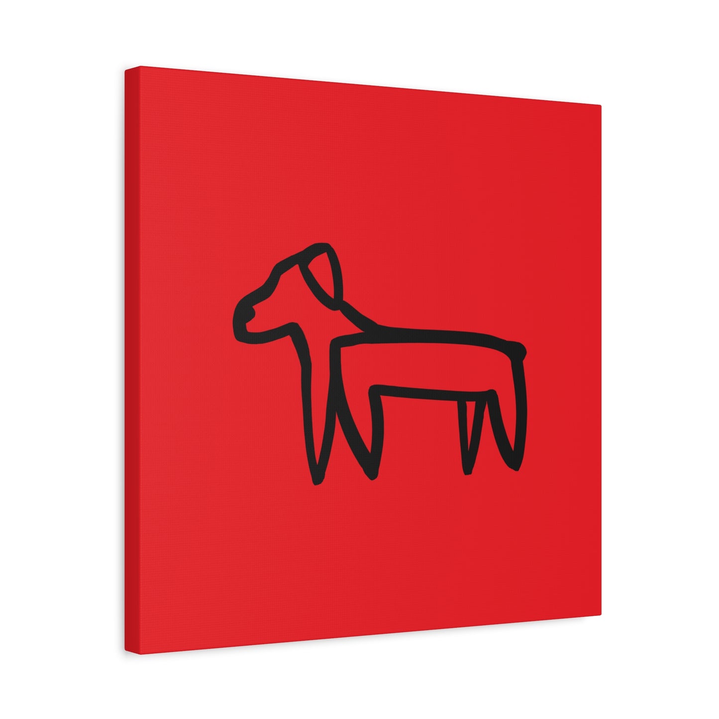 Dog Canvas Print on Red (Transparent Style Black Dog) - Dog Drawing Canvas