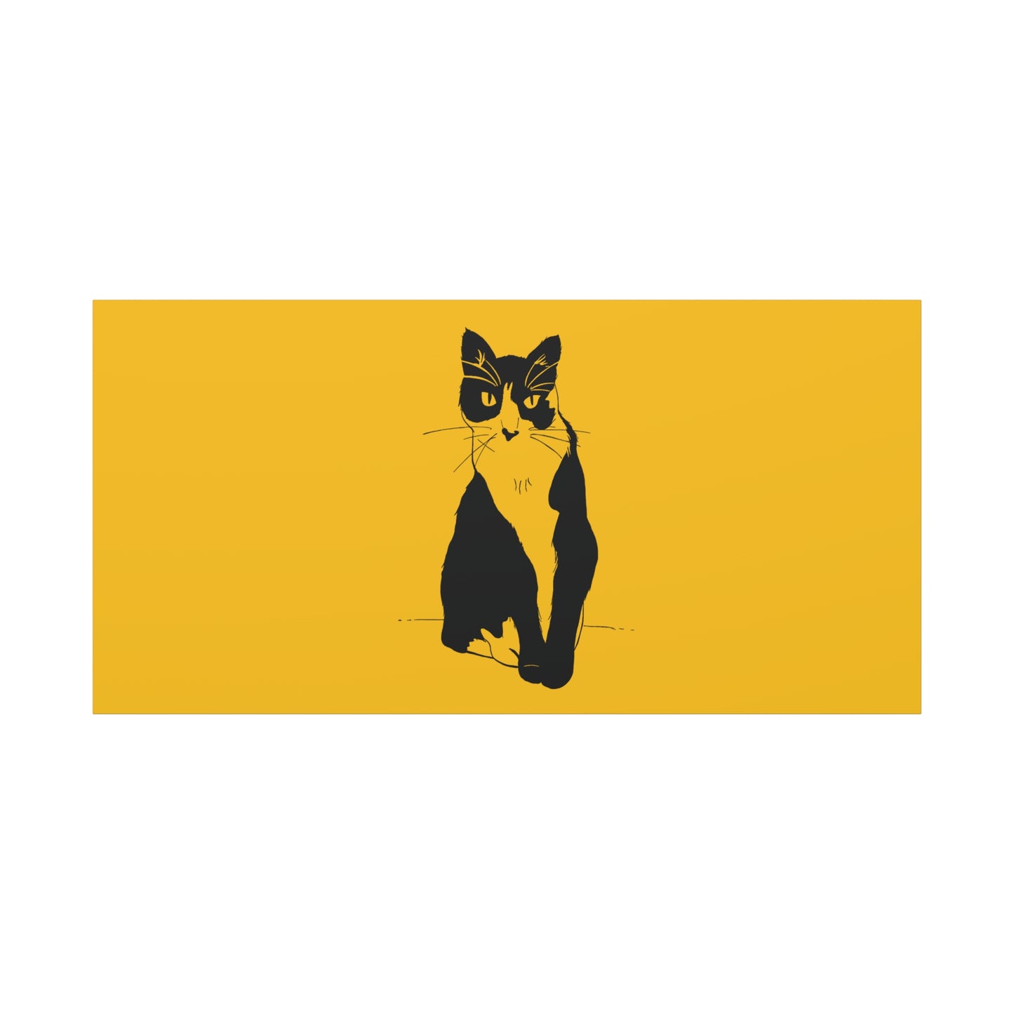 Cat Canvas Print on Yellow (Transparent Style Cat) - Cat Drawing Art