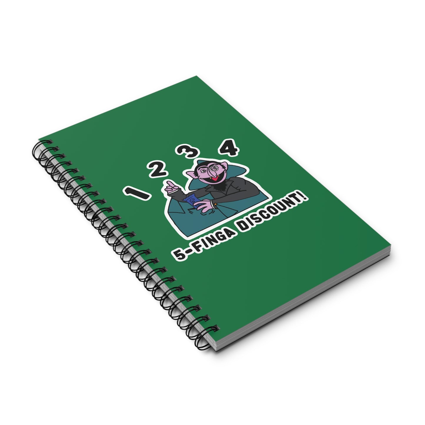 Five Finger Discount Notebook Dark Green - Sesame Street The Count Parody Spiral Notebook