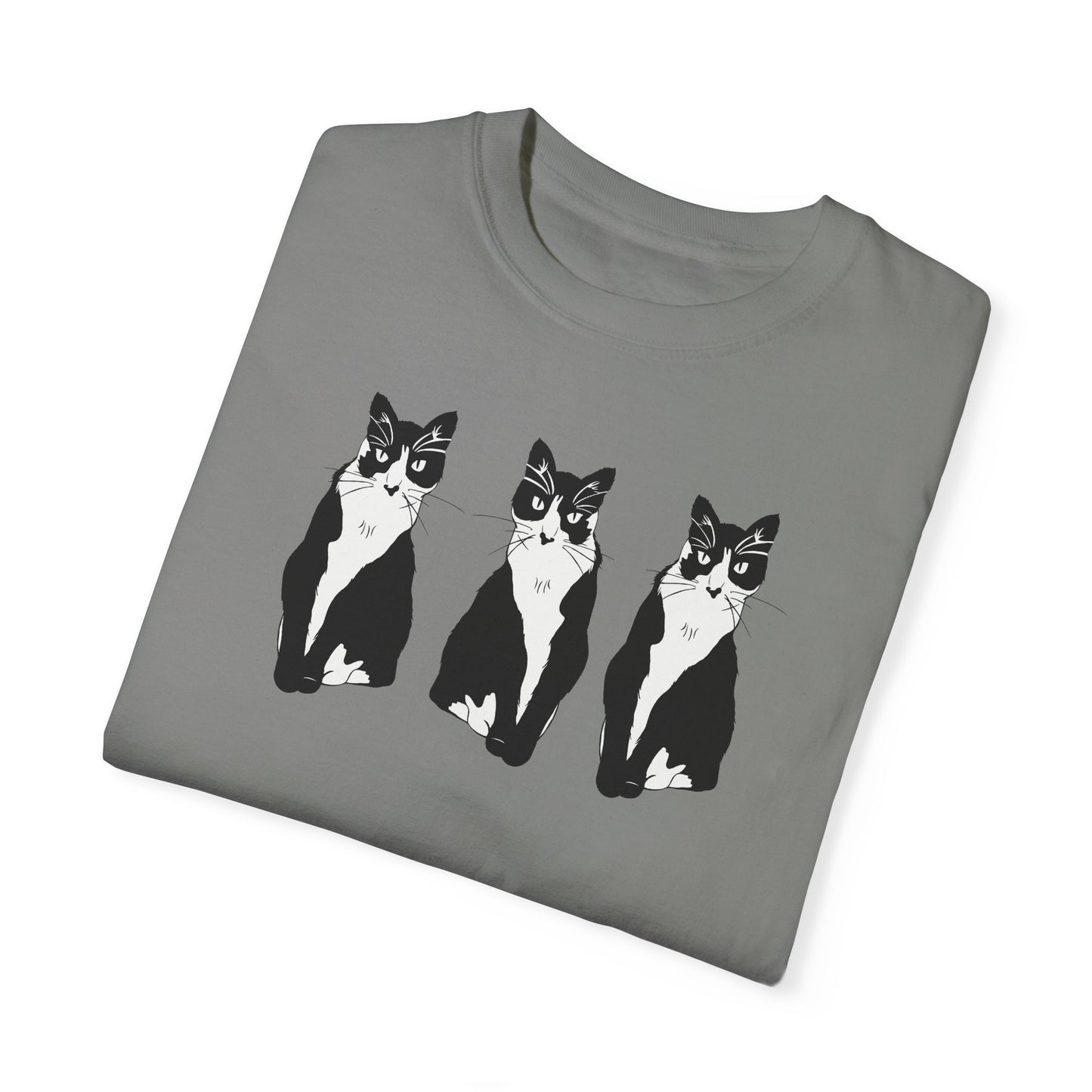 Cat x3 Tee (B&W Style Cat) - Cat Drawing Shirt