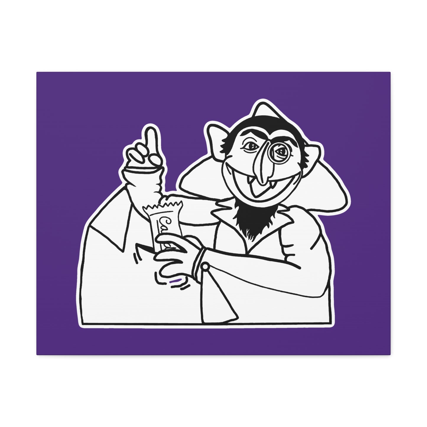 The Count Stealing Candy Outline Canvas Print Purple - Sesame Street The Count Parody Art