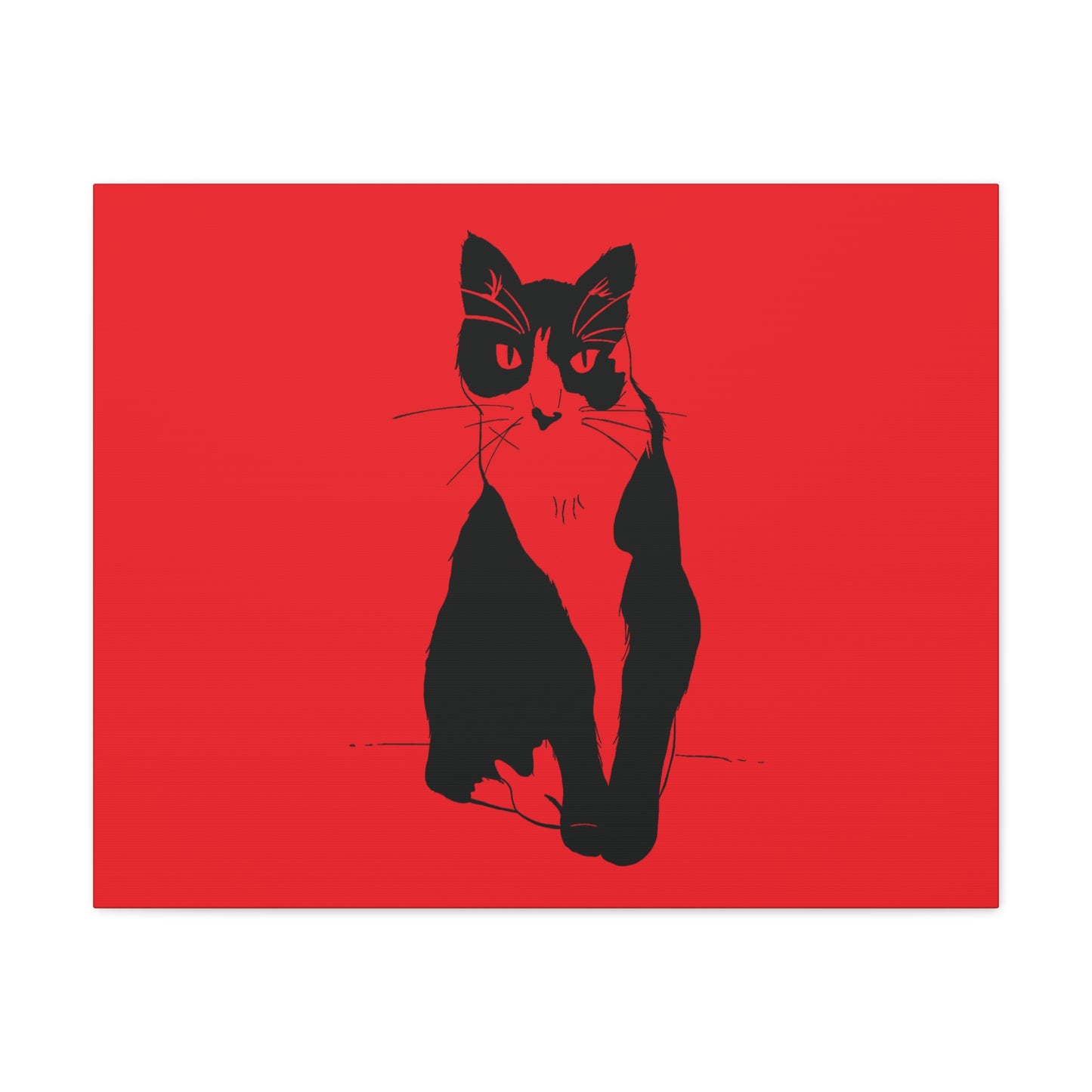 Cat Canvas Print on Red (Transparent Style Cat) - Cat Drawing Art