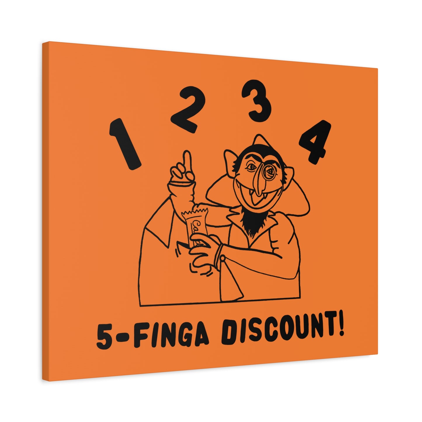 Five Finger Discount Outline Canvas Print Light Orange - Sesame Street The Count Parody Art Print