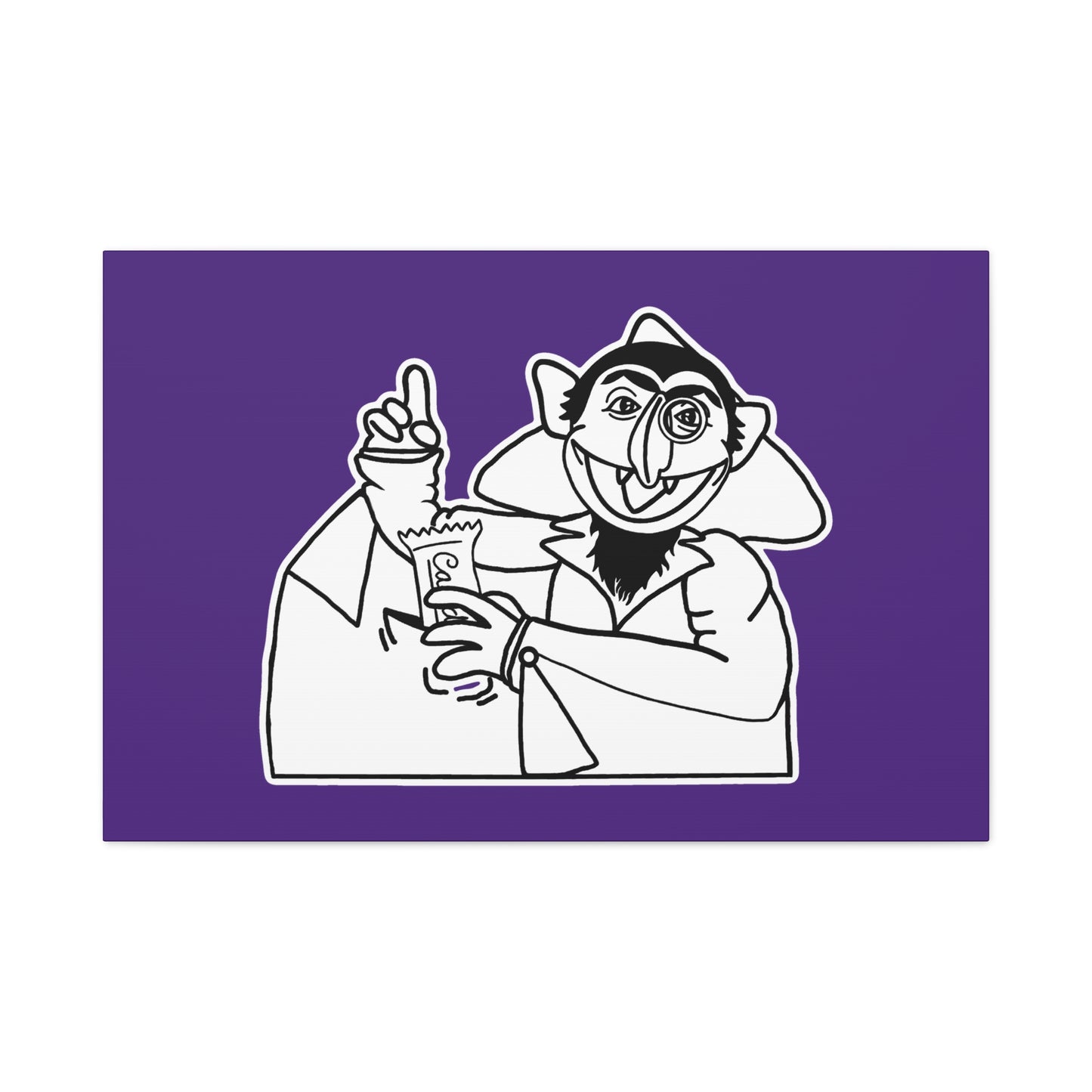 The Count Stealing Candy Outline Canvas Print Purple - Sesame Street The Count Parody Art