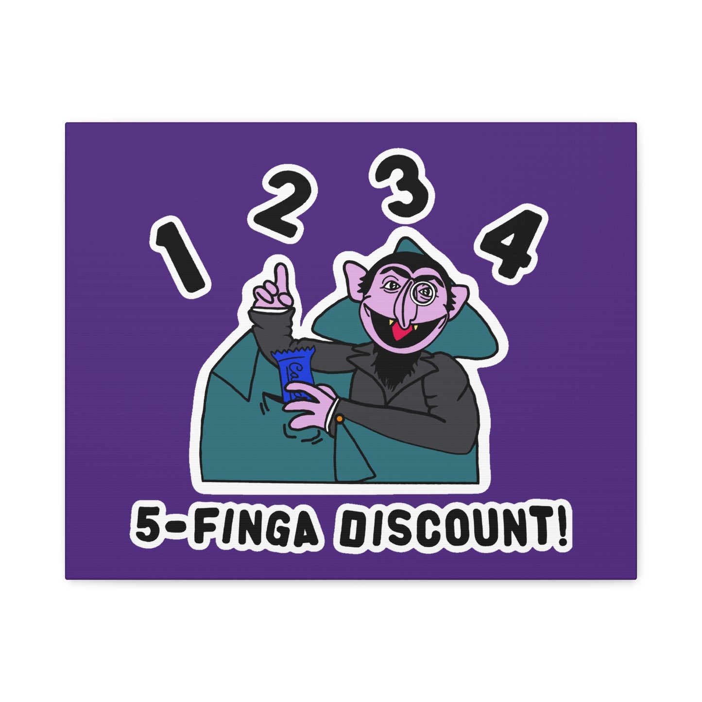 Five Finger Discount Canvas Print Light Purple - Sesame Street The Count Parody Art Print
