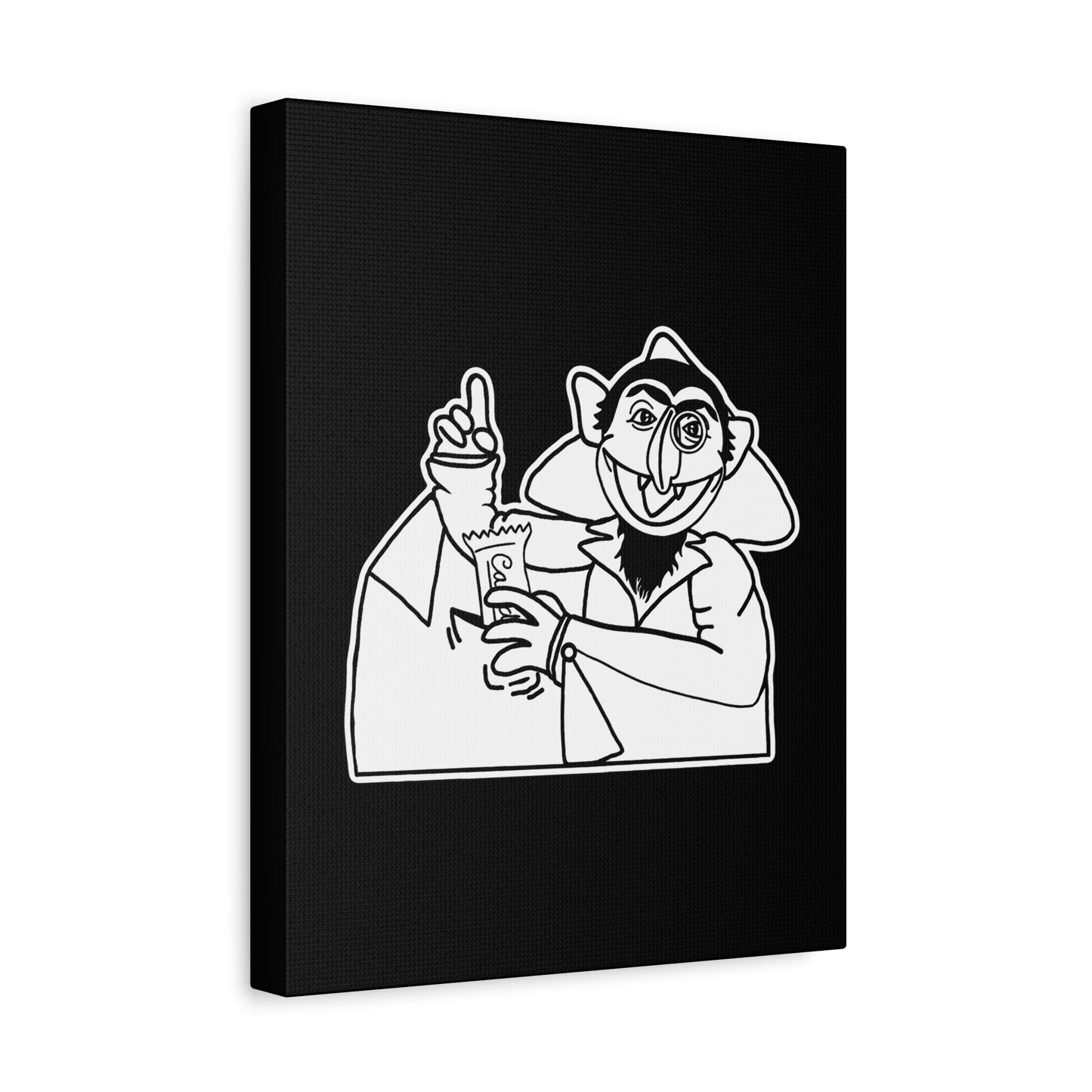The Count Stealing Candy Outline Canvas Print Black - Sesame Street The Count Parody Canvas Art