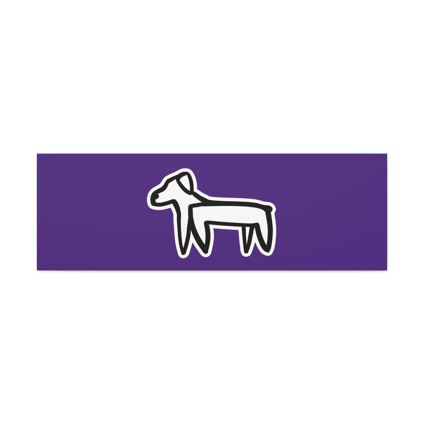 Dog Canvas Print on Purple (Sticker Style White Dog) - Dog Art Print