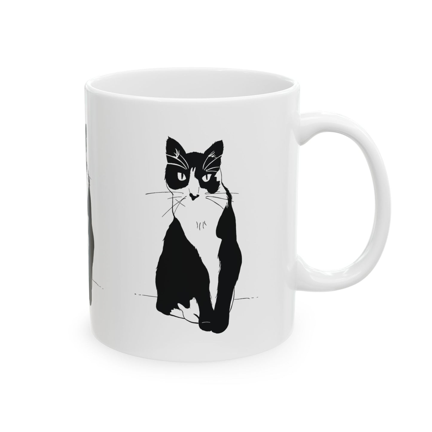 Three Cats Mug (Transparent Style Cat) - Three Cats Edition Cat Drawing Mug