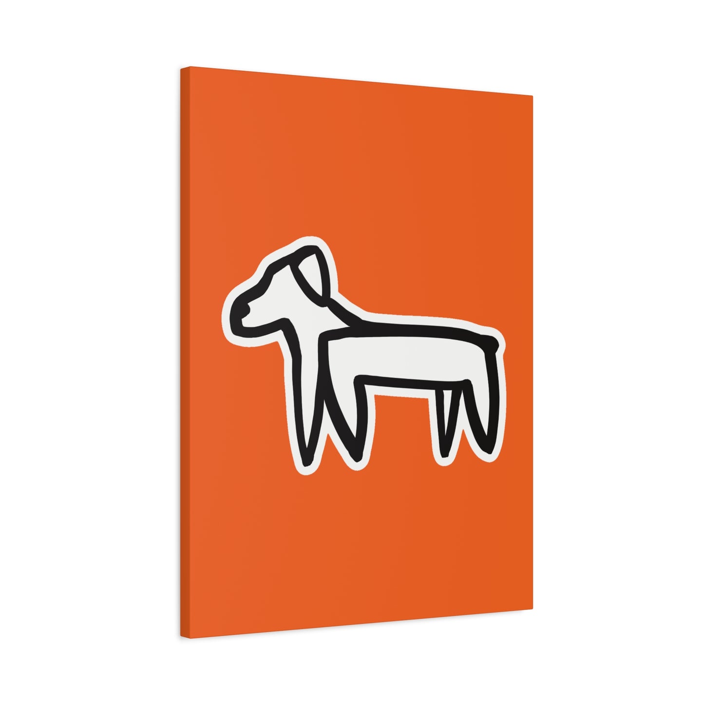 Dog Canvas Print on Orange (Sticker Style White Dog) - Dog Art Print