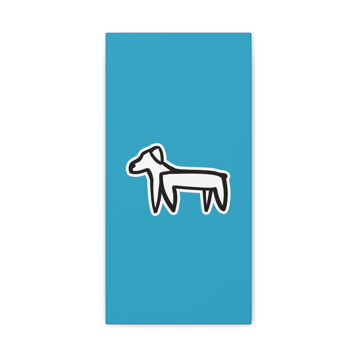 Dog Canvas Print on Turquoise (Sticker Style Black Dog) - Dog Drawing Wall Art