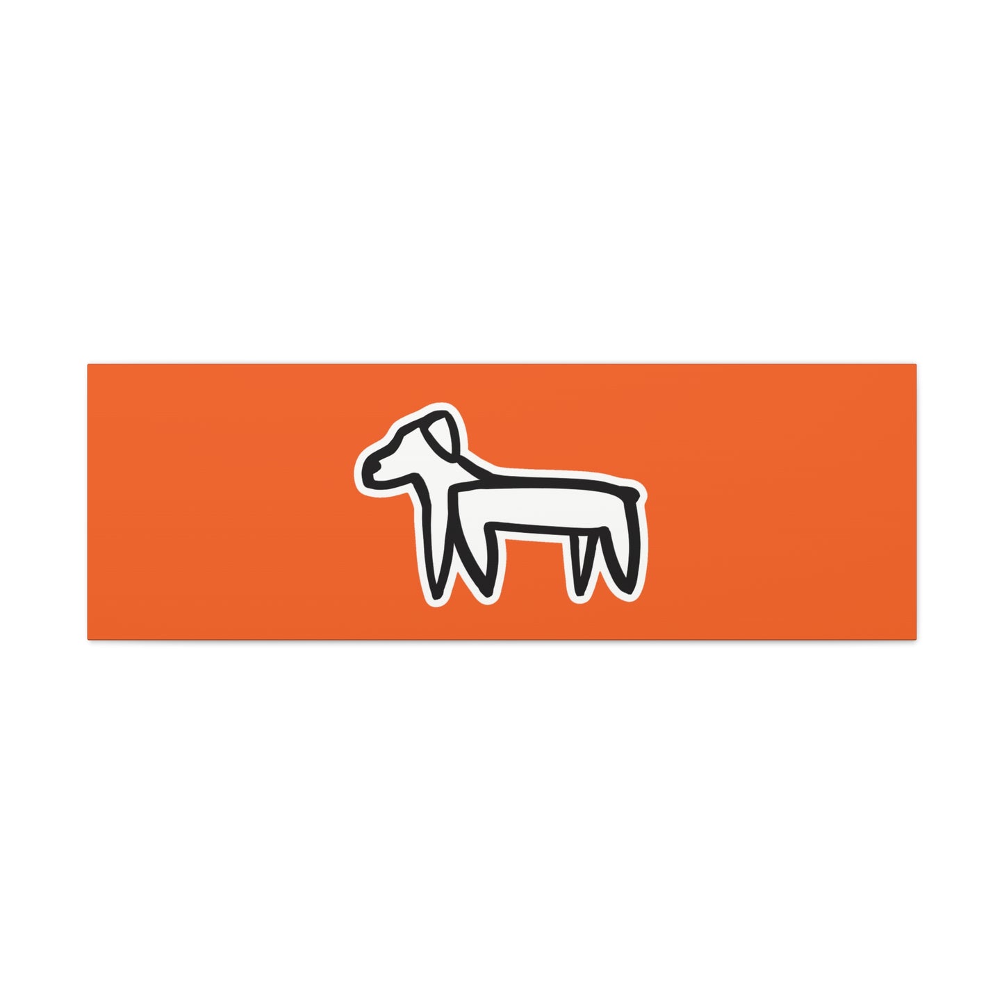 Dog Canvas Print on Orange (Sticker Style White Dog) - Dog Art Print