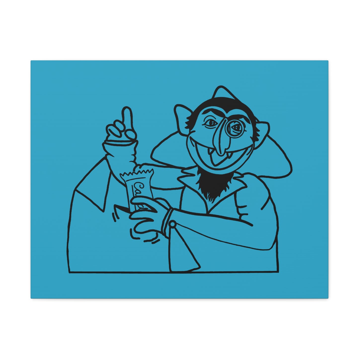 The Count Stealing Candy Outline Canvas Print Turquoise - Sesame Street The Count Art Print