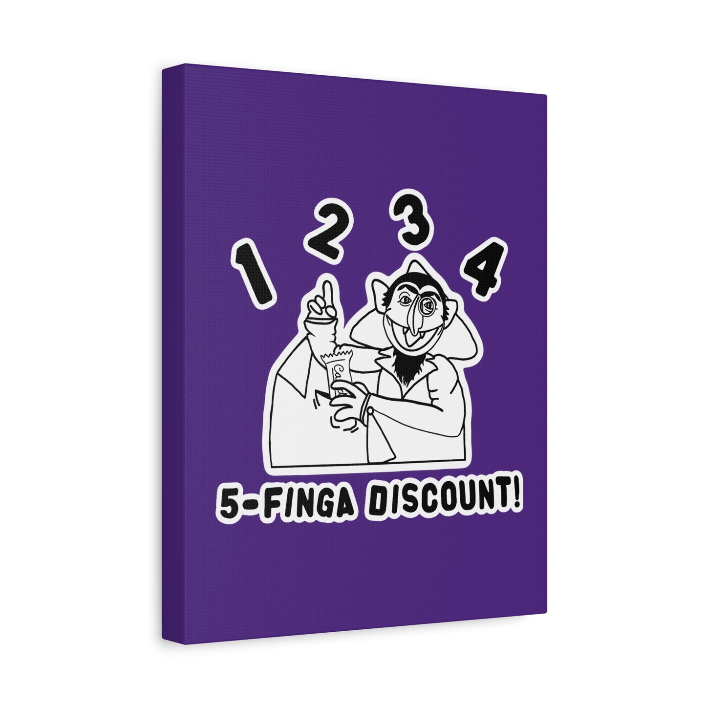 Five Finger Discount Outline Canvas Print Purple - Sesame Street The Count Parody Art Print