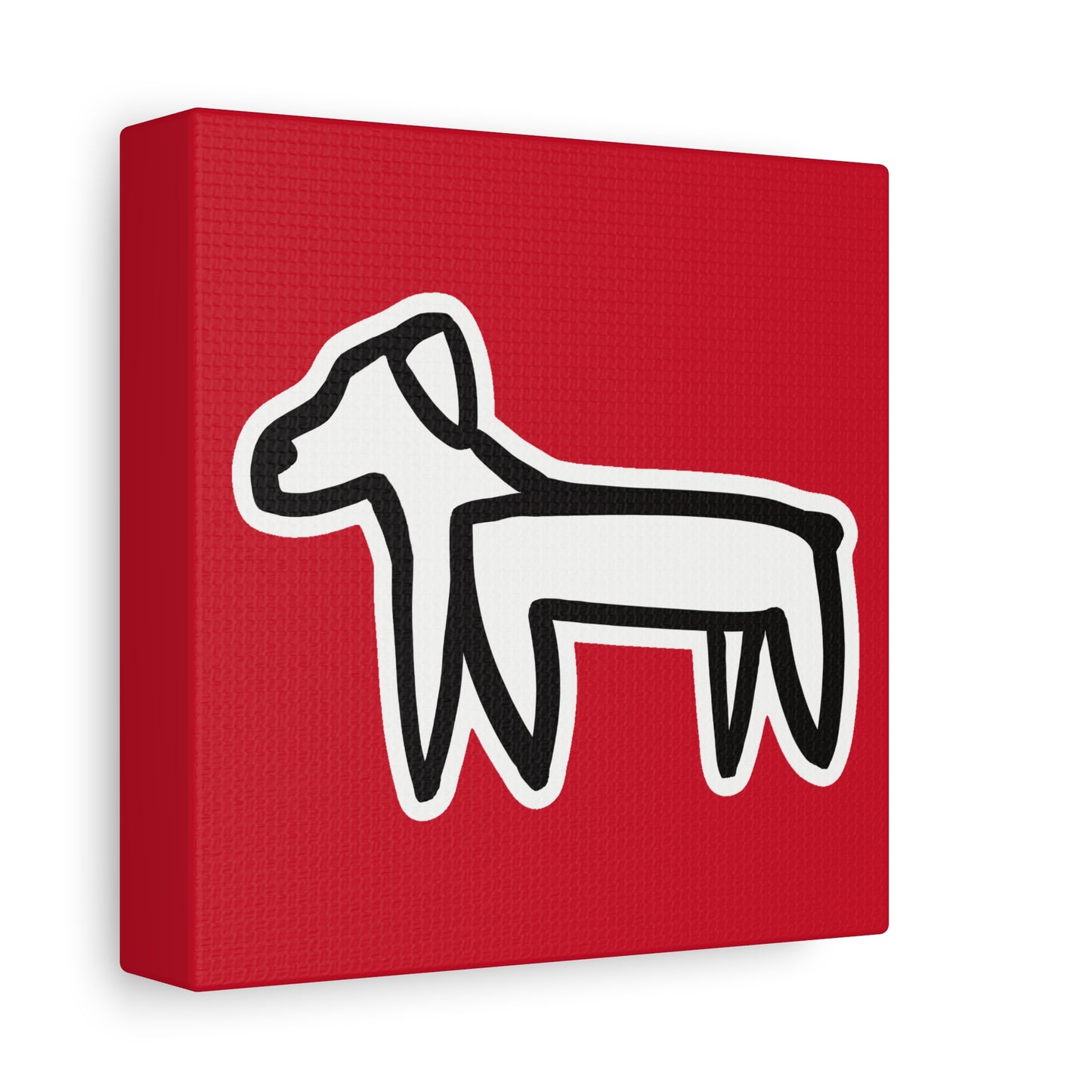 Dog Canvas Print on Red (Sticker Style White Dog) - Dog Art Print