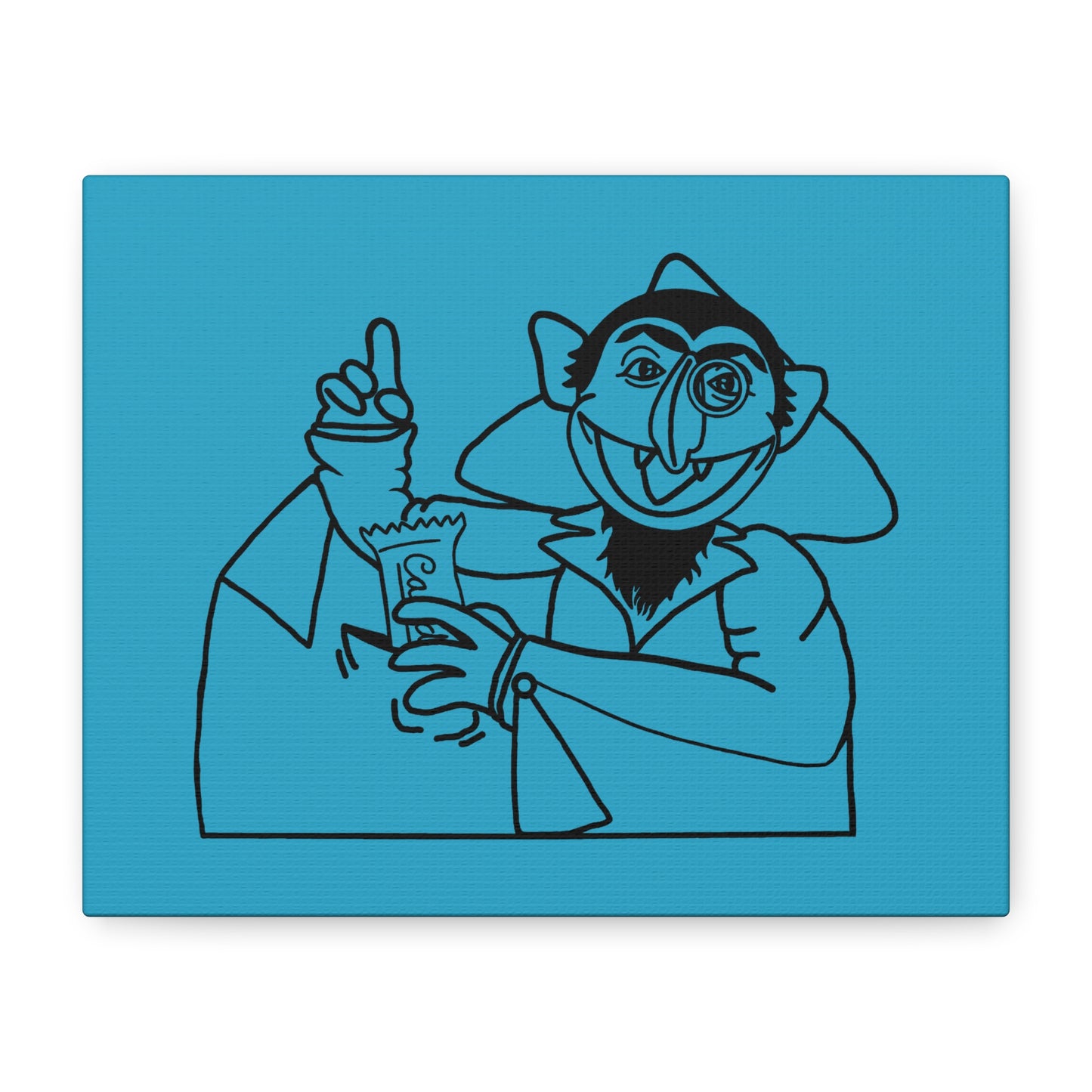 The Count Stealing Candy Outline Canvas Print Turquoise - Sesame Street The Count Art Print