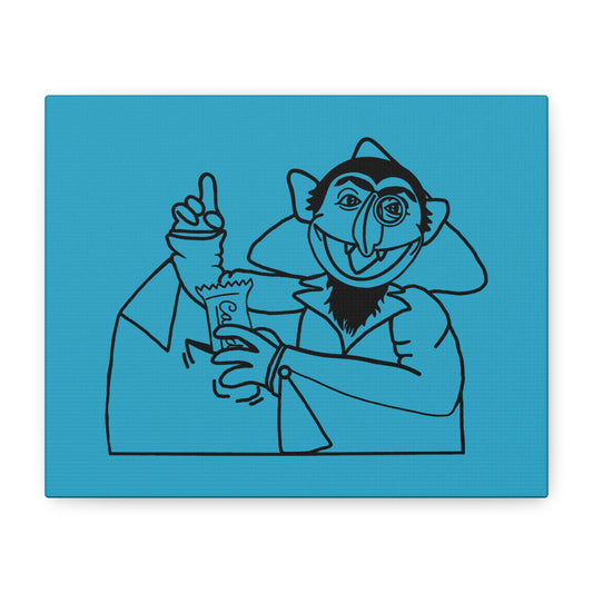 The Count Stealing Candy Outline Canvas Print Turquoise - Sesame Street The Count Art Print