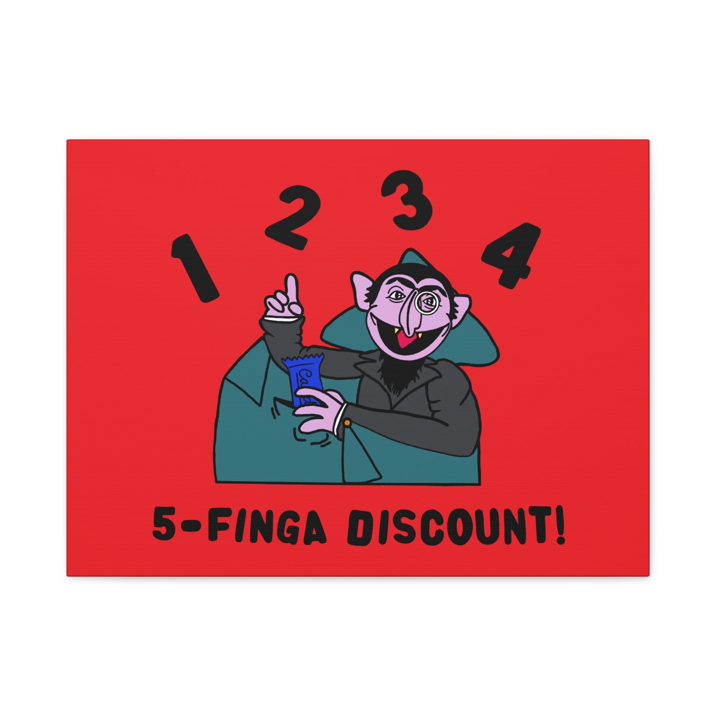 Five Finger Discount Canvas Print Red - Sesame Street The Count Parody Art Print