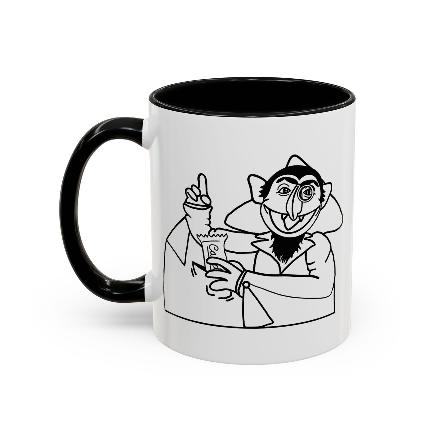 The Count Stealing Candy Outline Accent Mug - Sesame Street The Count Parody Coffee Mug