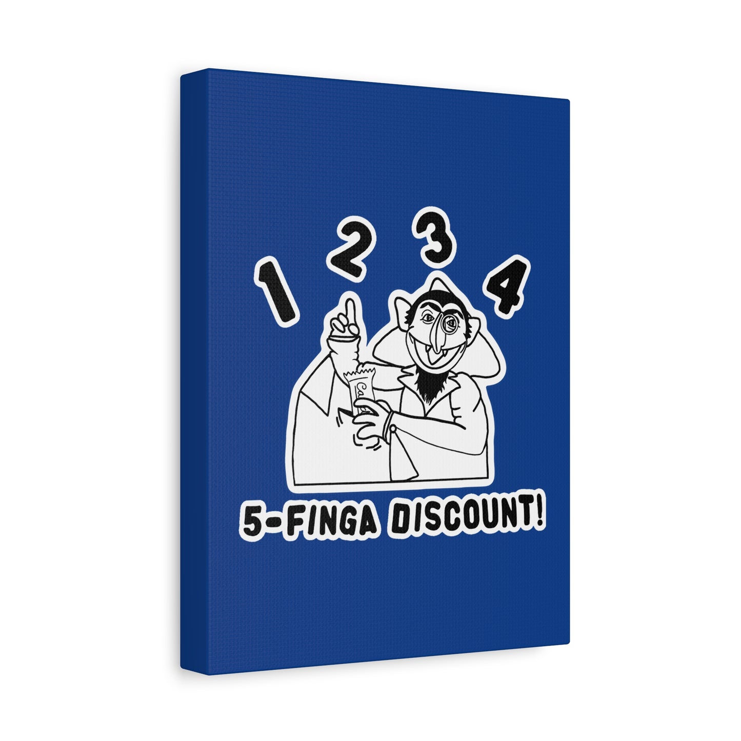 Five Finger Discount Outline Canvas Print Dark Blue - Sesame Street The Count Parody Art Print