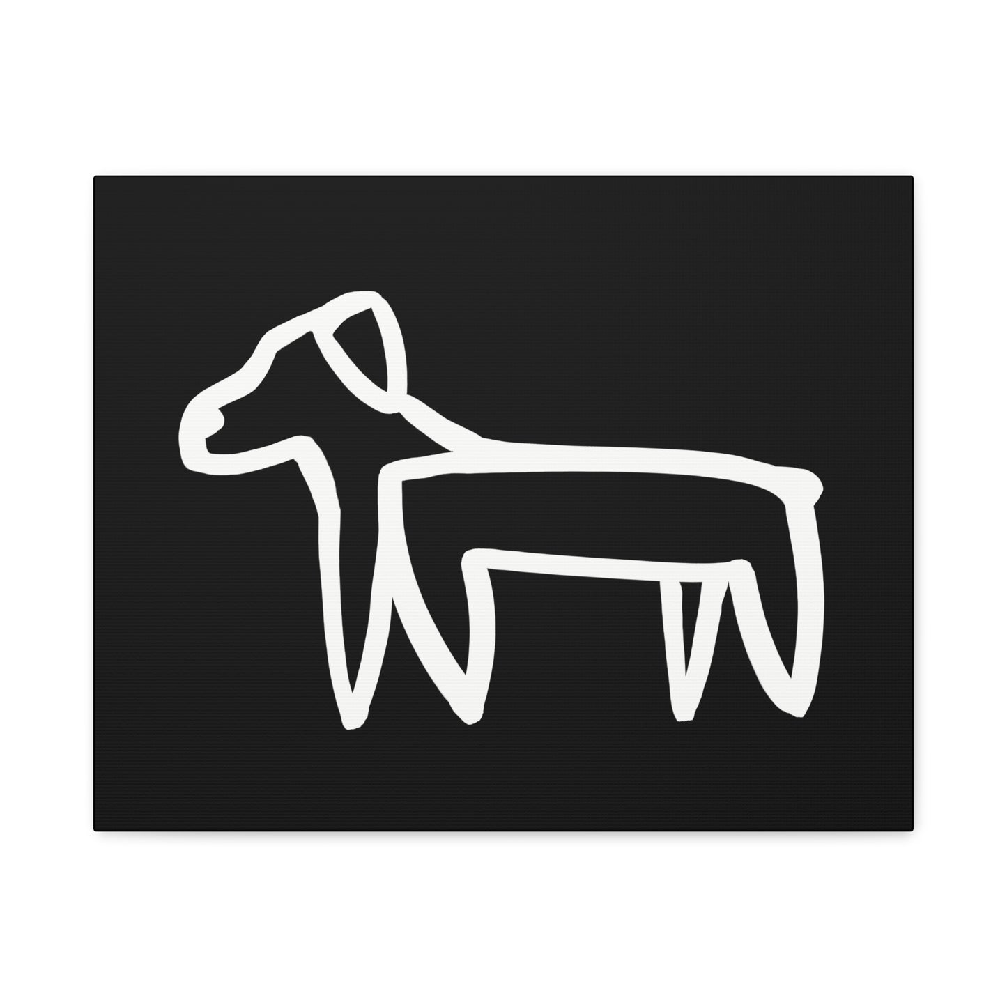 Dog Canvas Print on Black (Transparent Style White Dog) - Dog Art Print