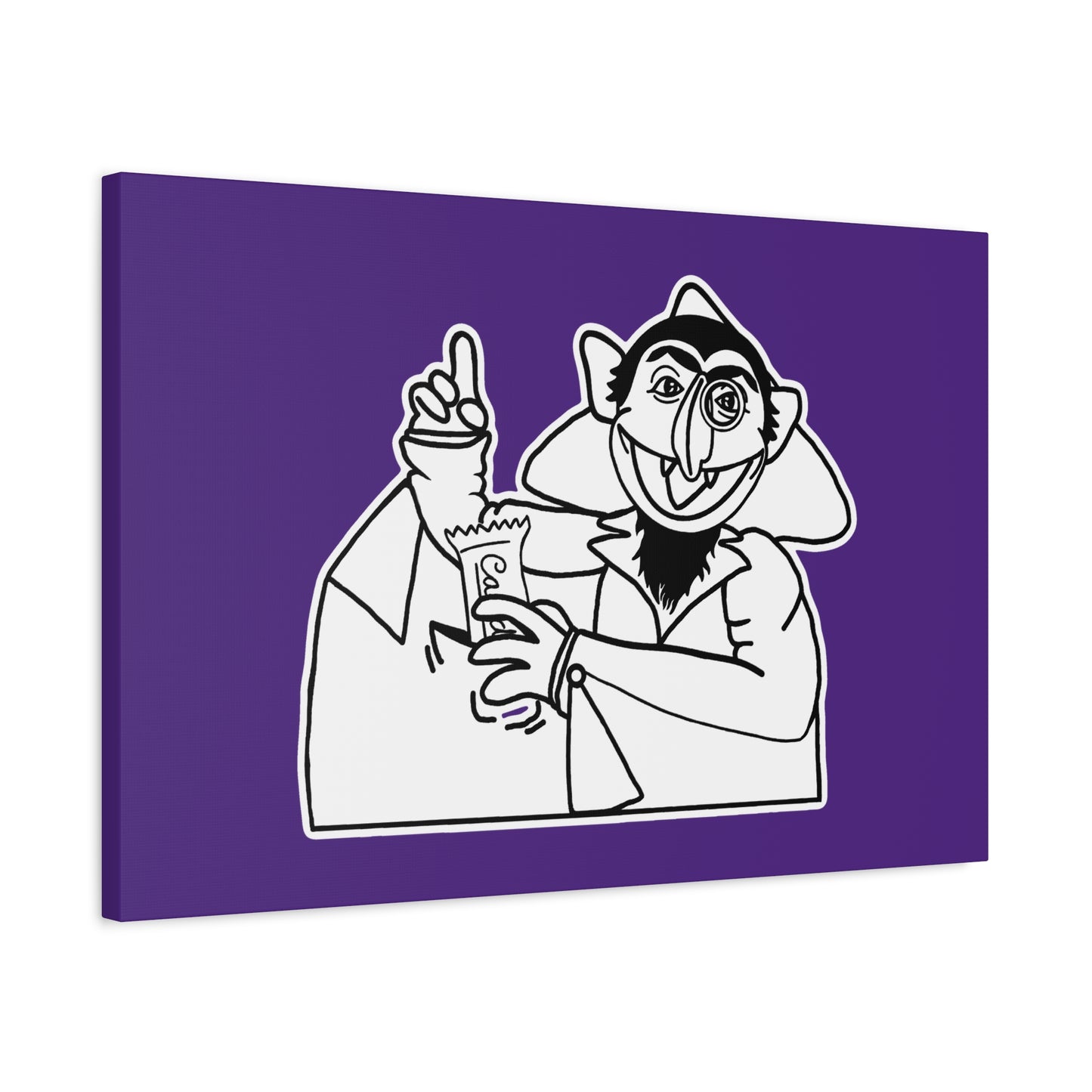 The Count Stealing Candy Outline Canvas Print Purple - Sesame Street The Count Parody Art