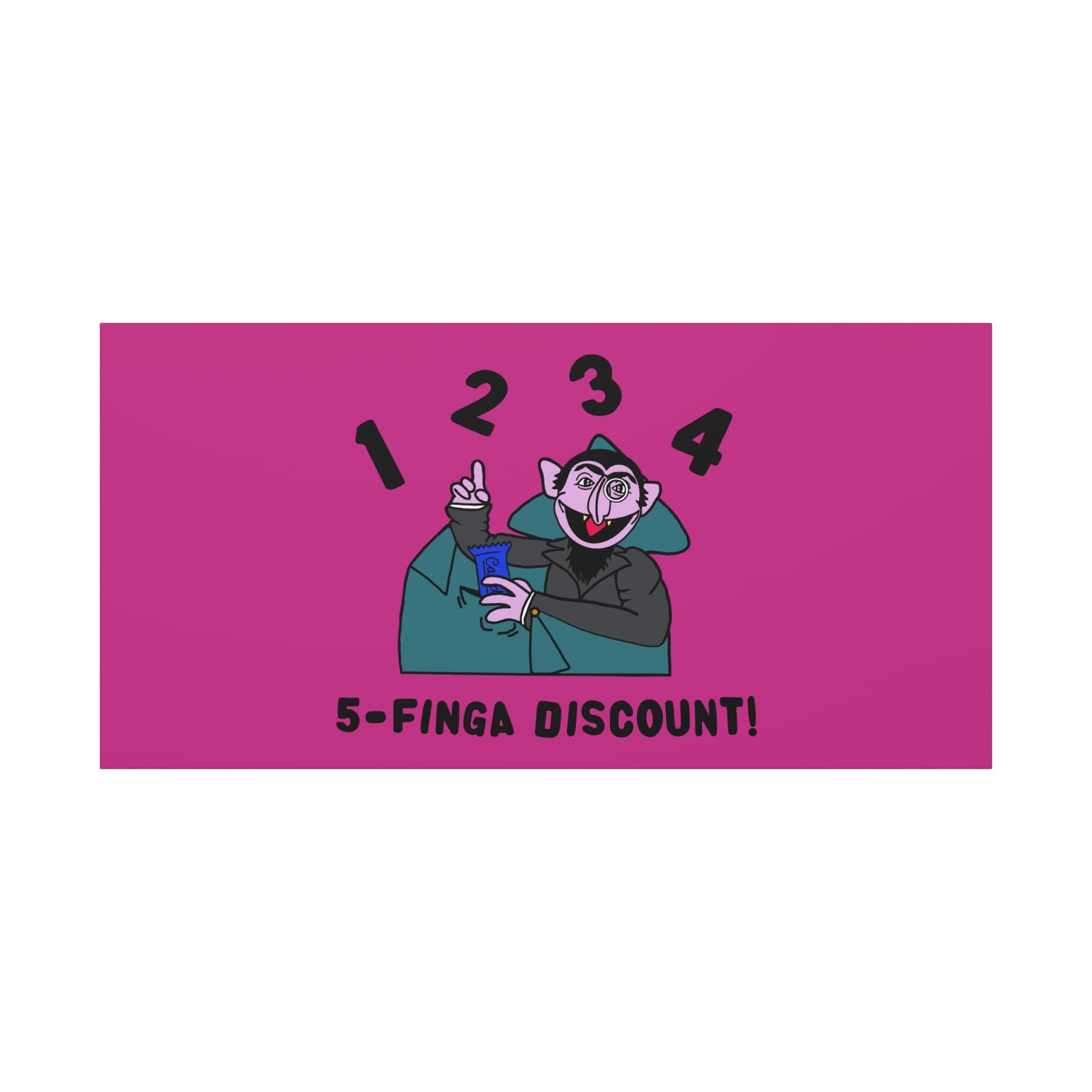 Five Finger Discount Canvas Print Pink - Sesame Street The Count Parody Art Print