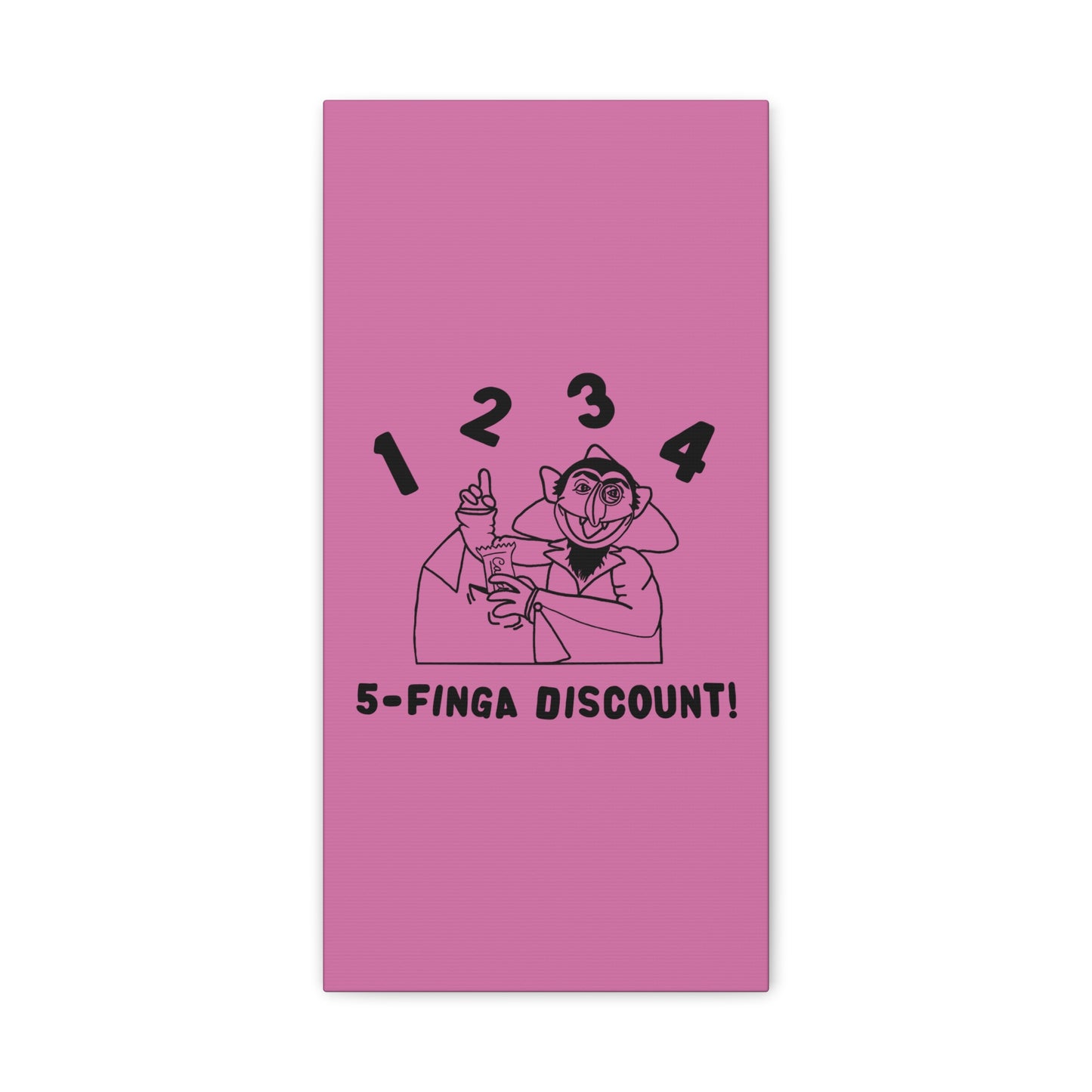 Five Finger Discount Outline Canvas Print Light Pink - Sesame Street The Count Parody Art Print