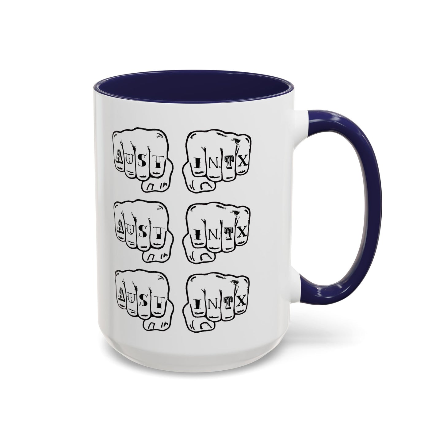 Austin Knuckle Tats Tattooed Fists Accent Mug Fists Stack Edition