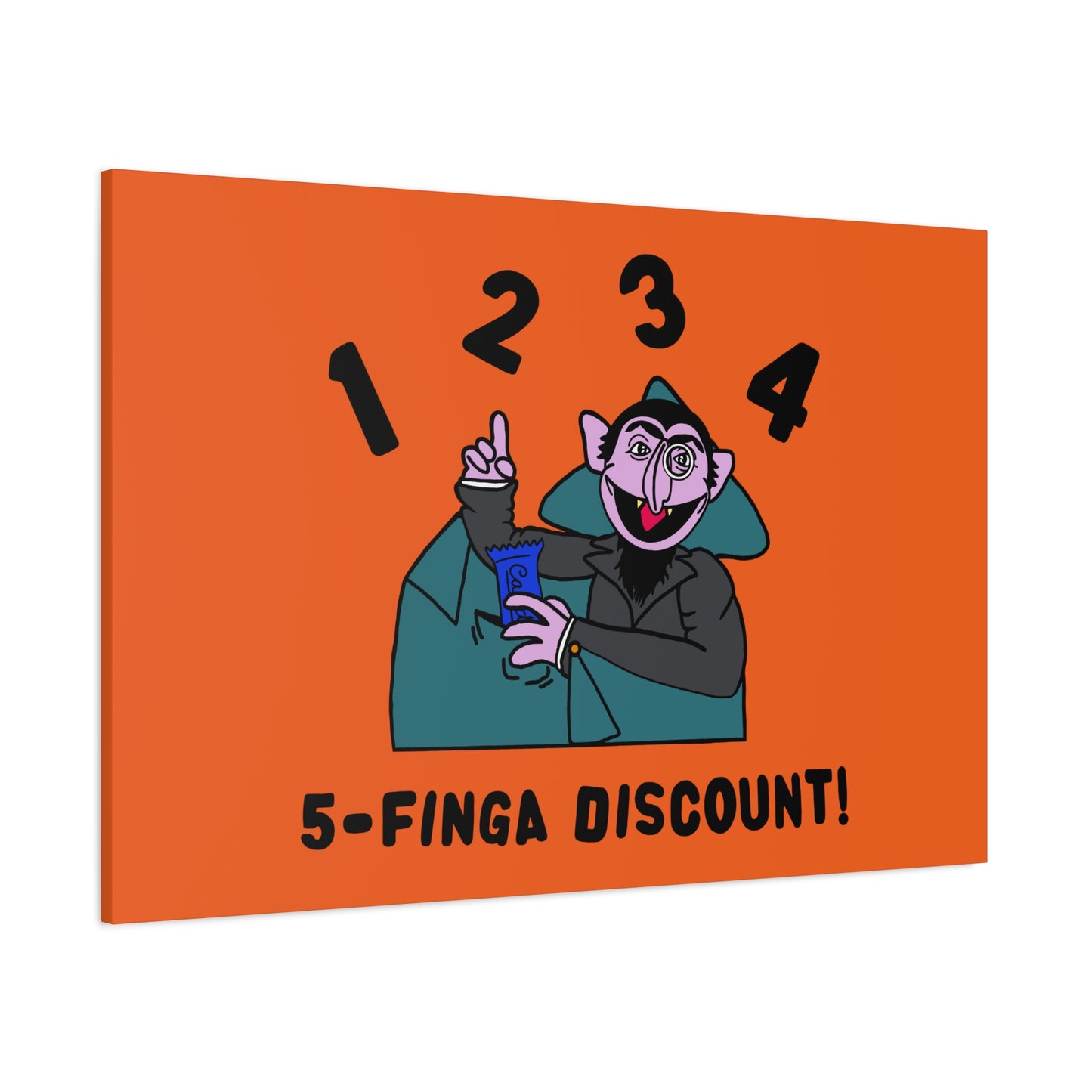 Five Finger Discount Canvas Print Orange - Sesame Street The Count Parody Art Print