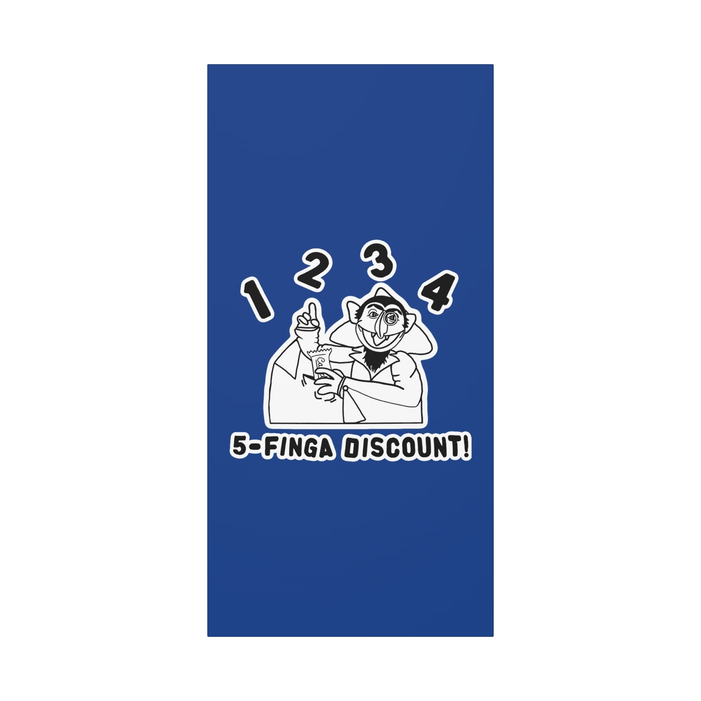Five Finger Discount Outline Canvas Print Dark Blue - Sesame Street The Count Parody Art Print