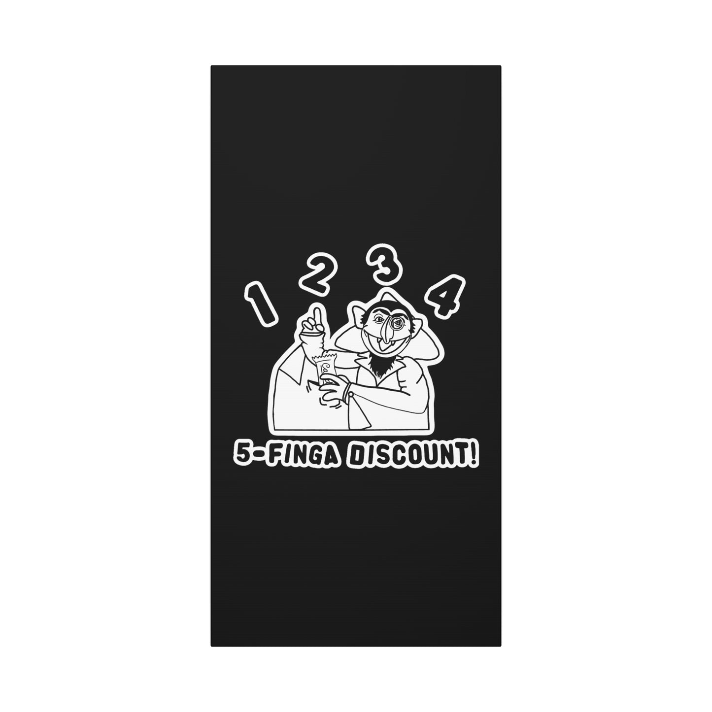 Five Finger Discount Outline Canvas Print Black - Sesame Street The Count Parody Art Print