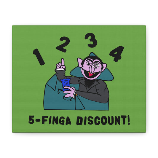 Five Finger Discount Canvas Print Green - Sesame Street The Count Parody Art Print