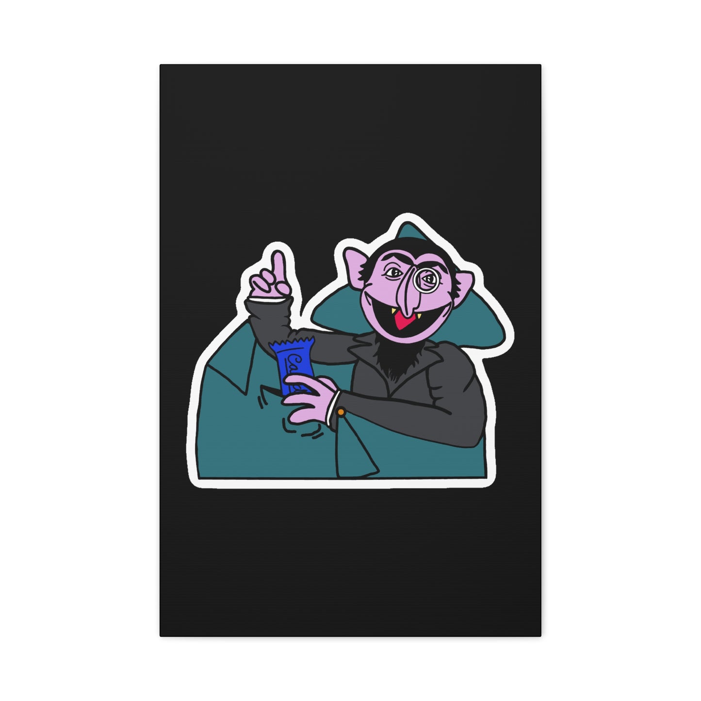 The Count Stealing Candy Canvas Print Black - Sesame Street The Count Parody Art