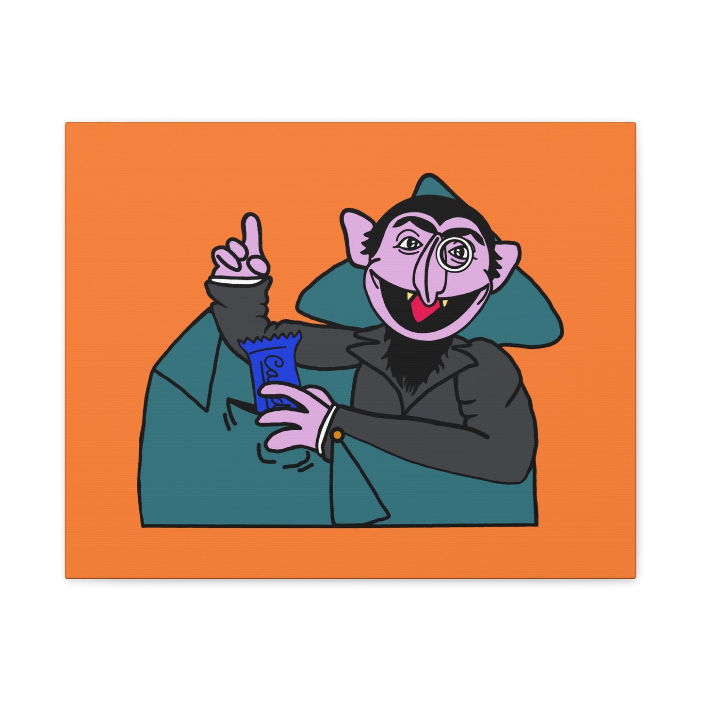 The Count Stealing Candy Canvas Print Orange - Sesame Street The Count Parody Art