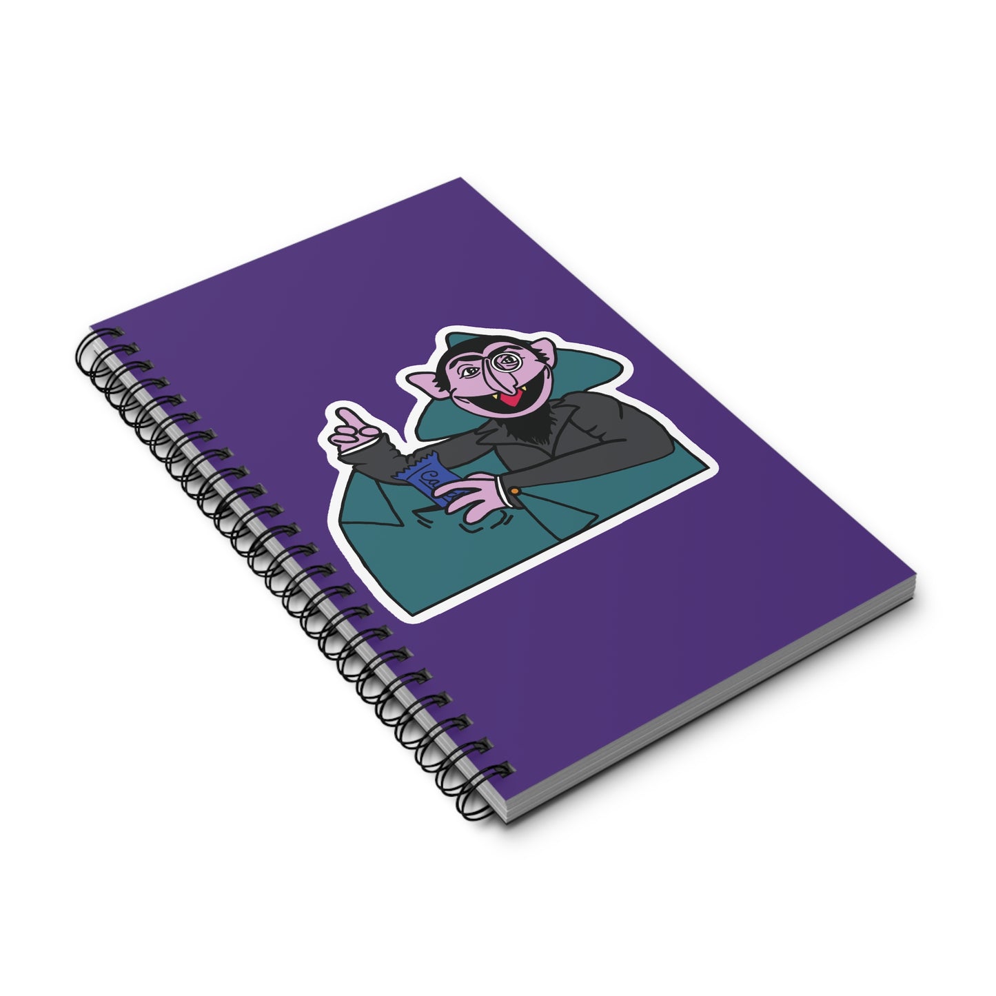 The Count Stealing Candy Notebook Purple - Sesame Street The Count Parody Spiral Notebook