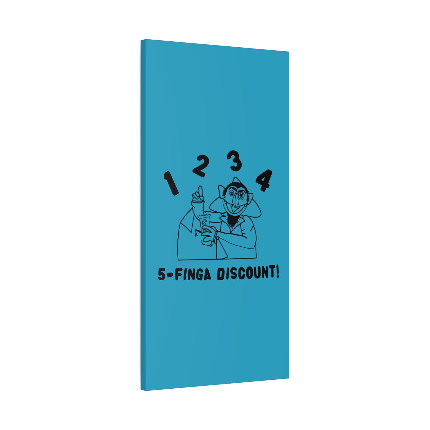 Five Finger Discount Outline Canvas Print Turquoise - Sesame Street The Count Parody Art Print