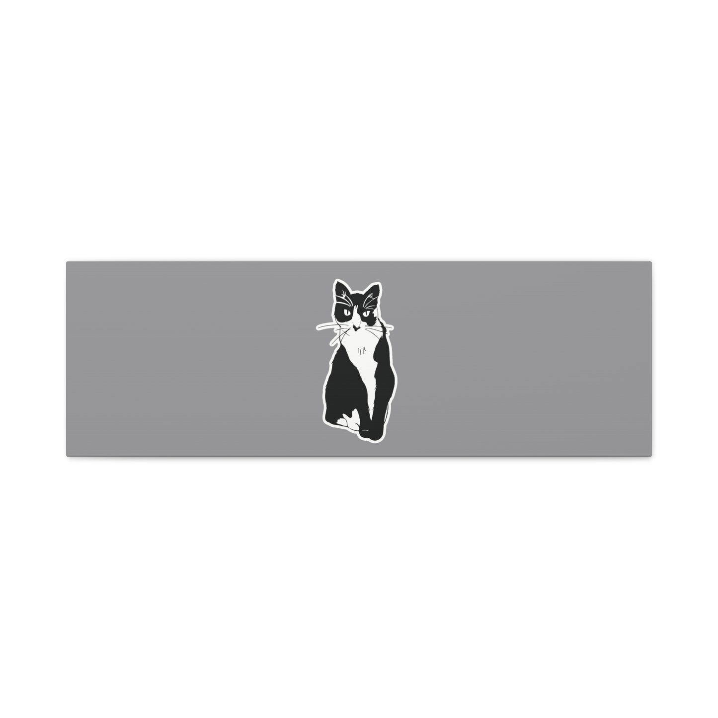 Cat Canvas Print on Grey (Sticker Style Cat) - Cat Drawing Wall Art
