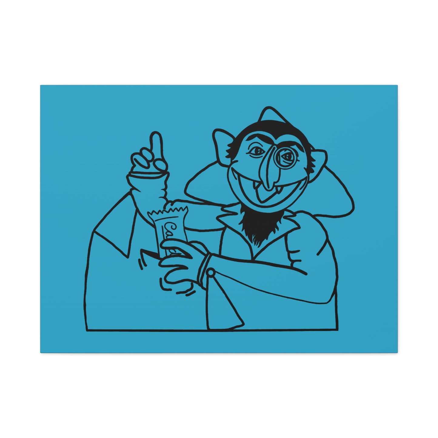 The Count Stealing Candy Outline Canvas Print Turquoise - Sesame Street The Count Art Print