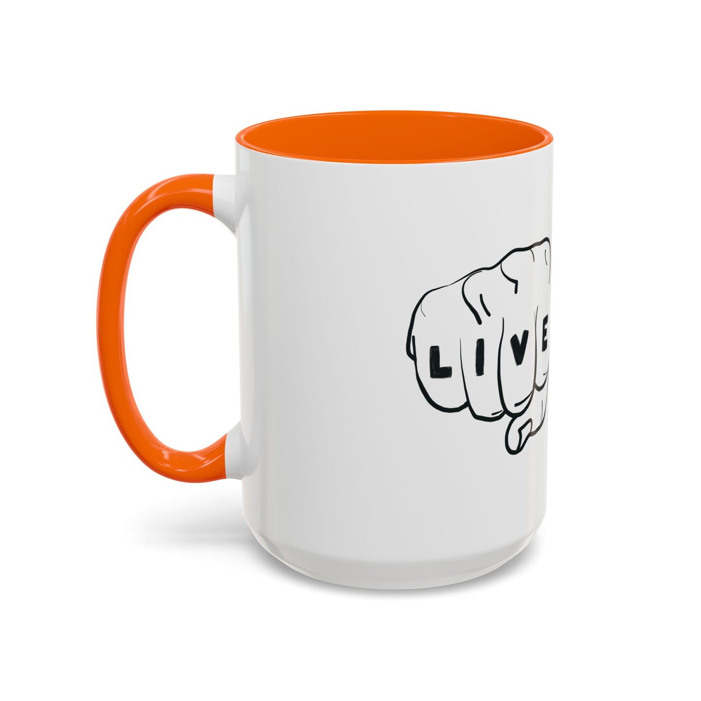 Live Loud Knuckle Tats Tattooed Fists Accent Mug