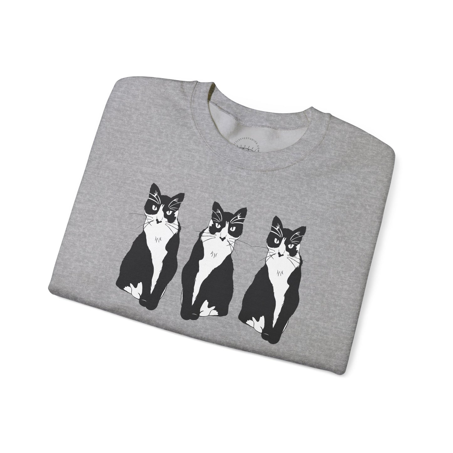 Cat x3 Sweatshirt (B&W Style Cat) - Cat Drawing Sweatshirt