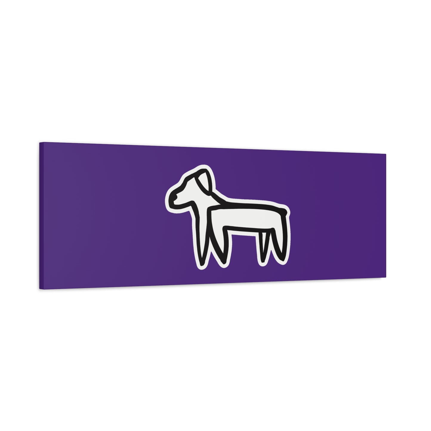 Dog Canvas Print on Purple (Sticker Style White Dog) - Dog Art Print