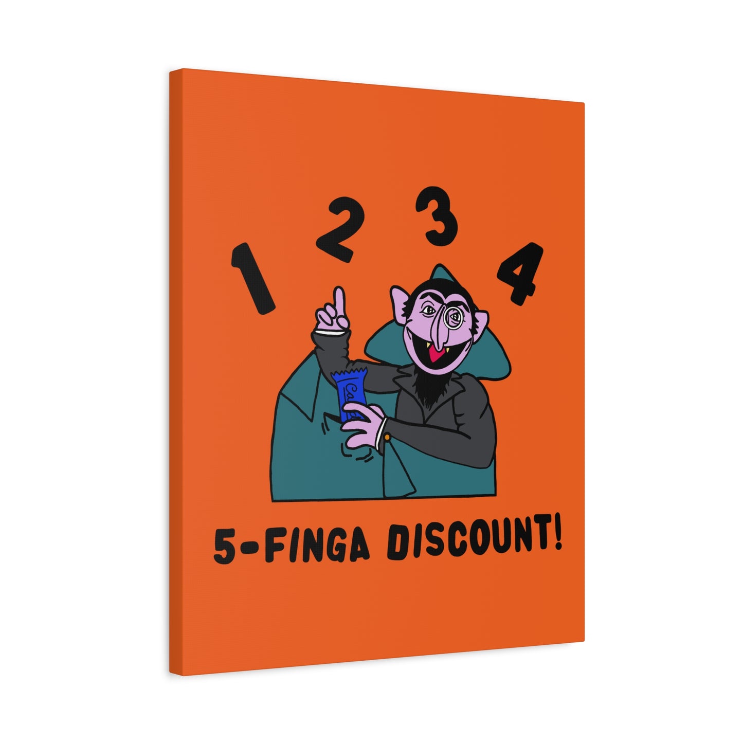 Five Finger Discount Canvas Print Orange - Sesame Street The Count Parody Art Print