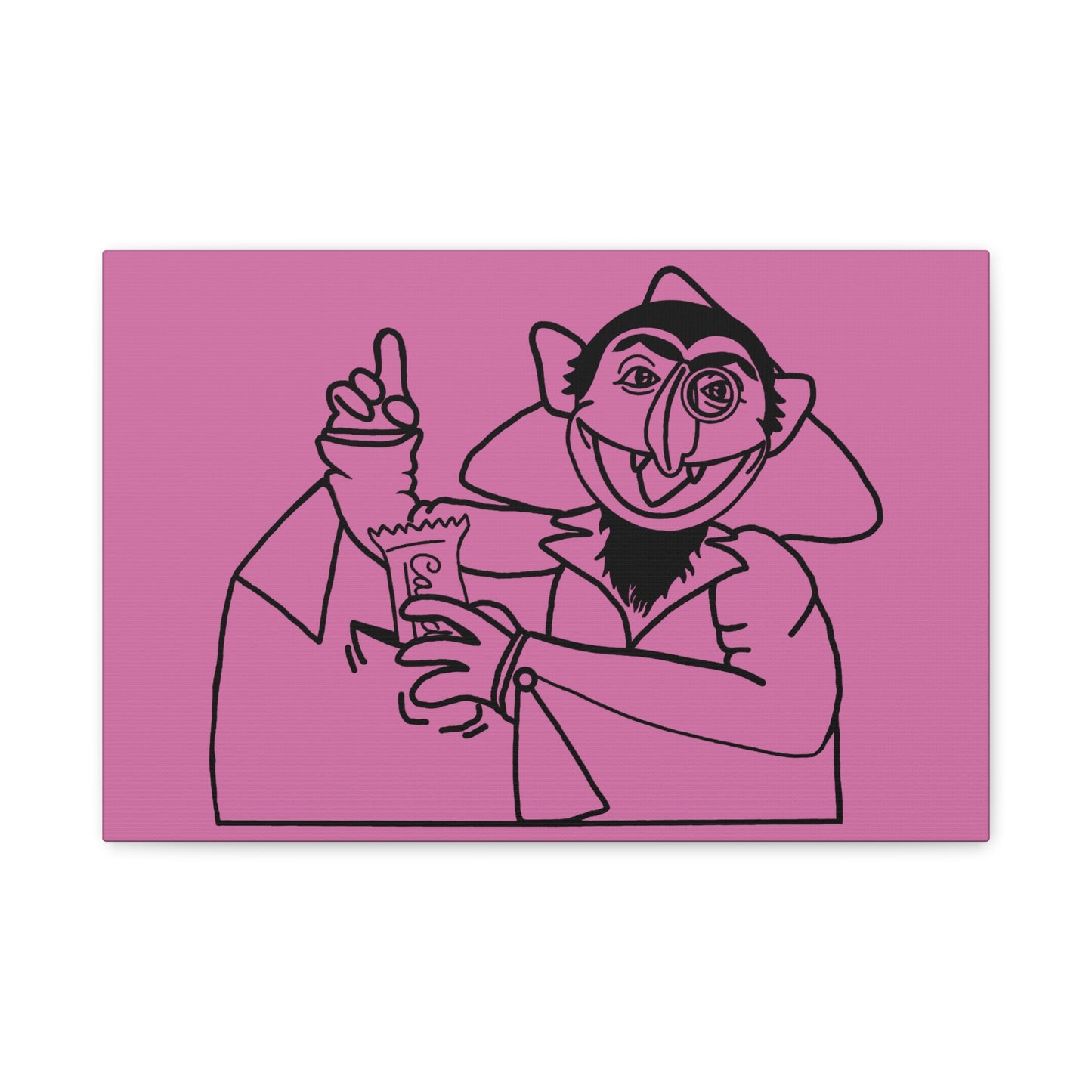 The Count Stealing Candy Outline Canvas Print Light Pink - Sesame Street The Count Parody Art