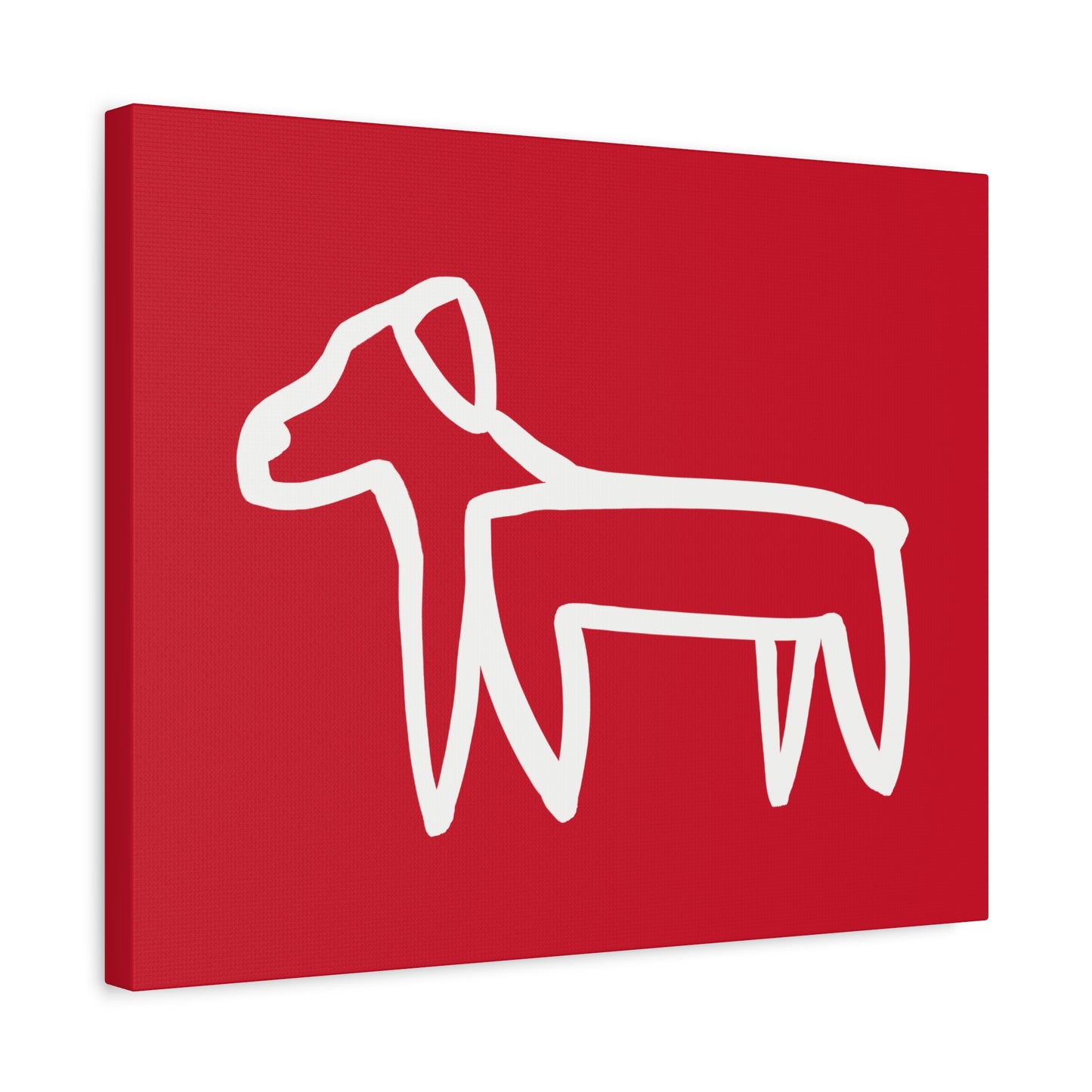 Dog Canvas Print on Red (Transparent Style White Dog) - Dog Art Print