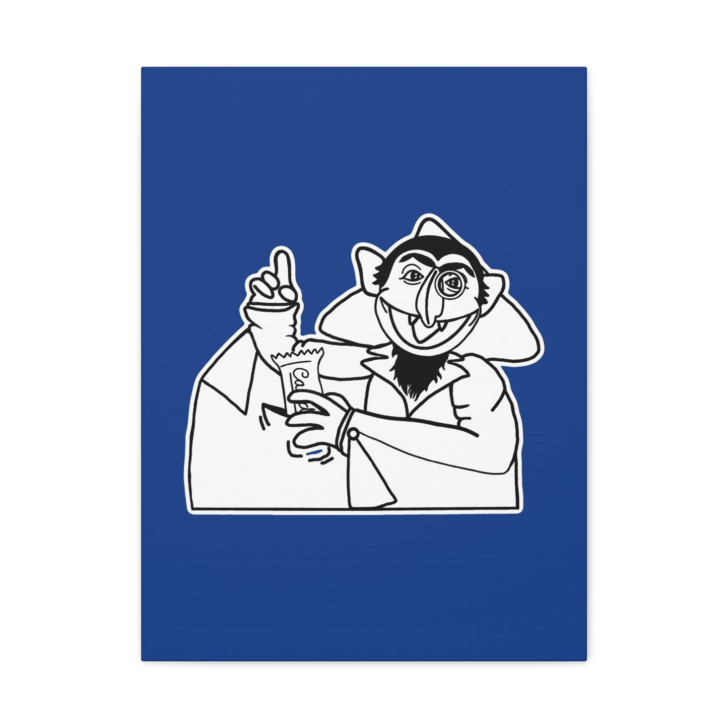 The Count Stealing Candy Outline Canvas Print Dark Blue - Sesame Street The Count Parody Art
