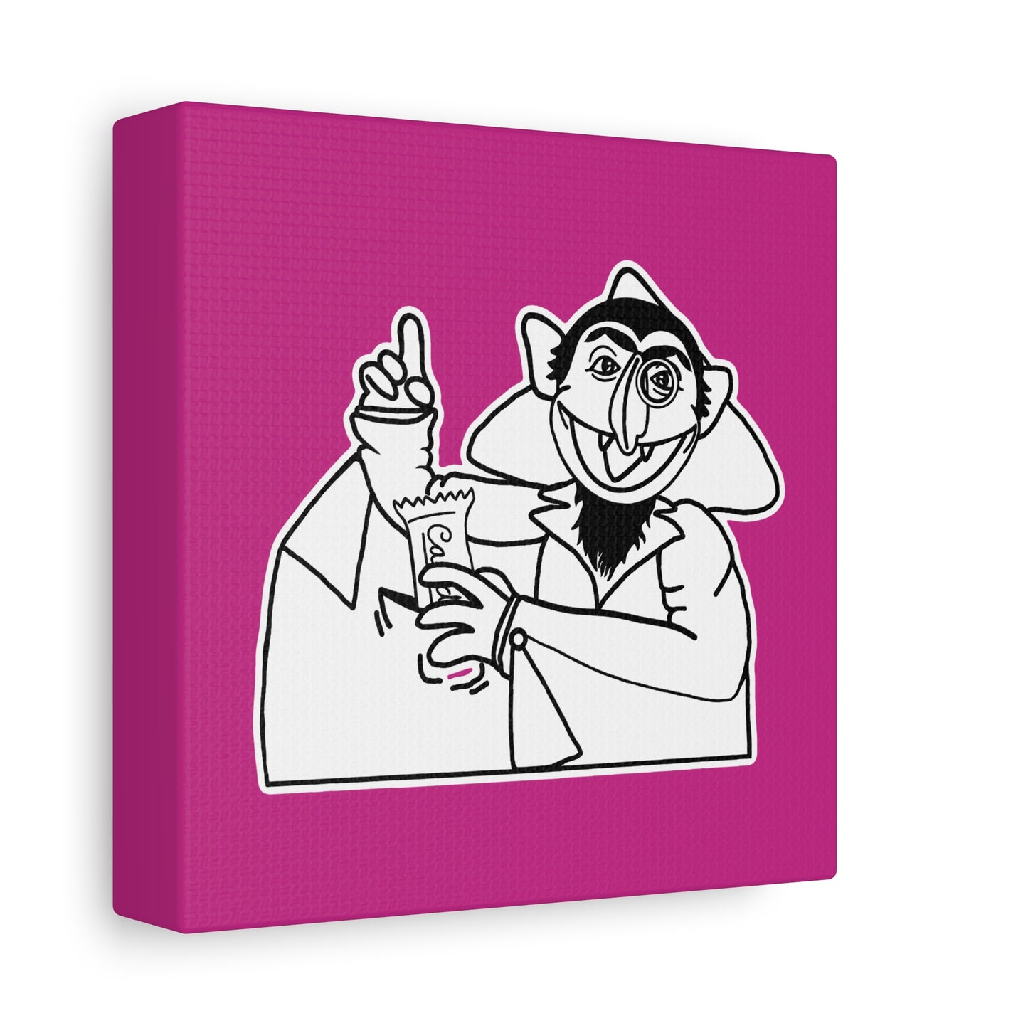 The Count Stealing Candy Outline Canvas Print Pink - Sesame Street The Count Parody Art