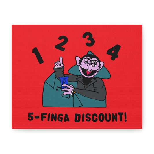 Five Finger Discount Canvas Print Red - Sesame Street The Count Parody Art Print