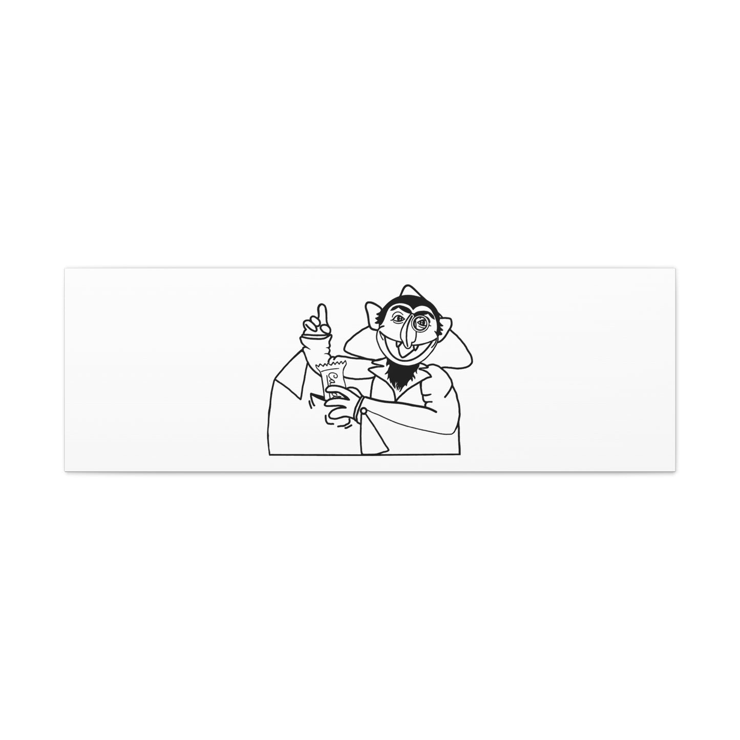 The Count Stealing Candy Outline Canvas Print White - Sesame Street The Count Parody Art