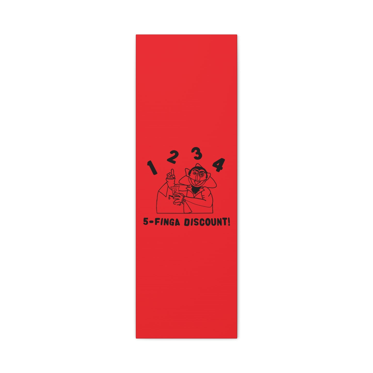 Five Finger Discount Outline Canvas Print Red - Sesame Street The Count Parody Art Print